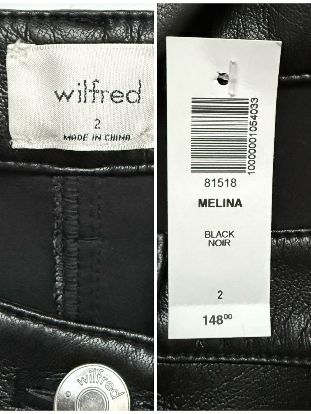 NWT Aritzia Wilfred Faux Leather Pants Melina High Waist Black Minimalist Size 2 - Picture 9 of 11